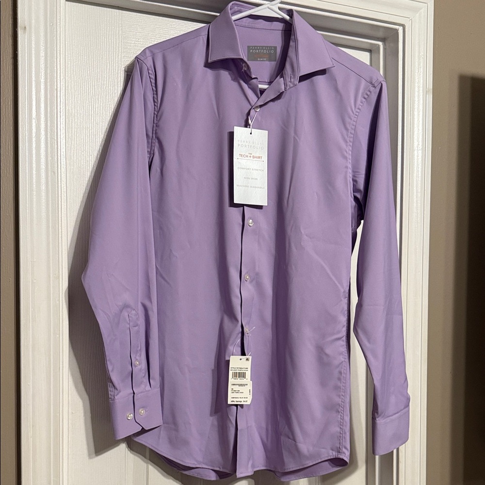 Perry Ellis Lavender Slim Fit Men's Dress Shirt